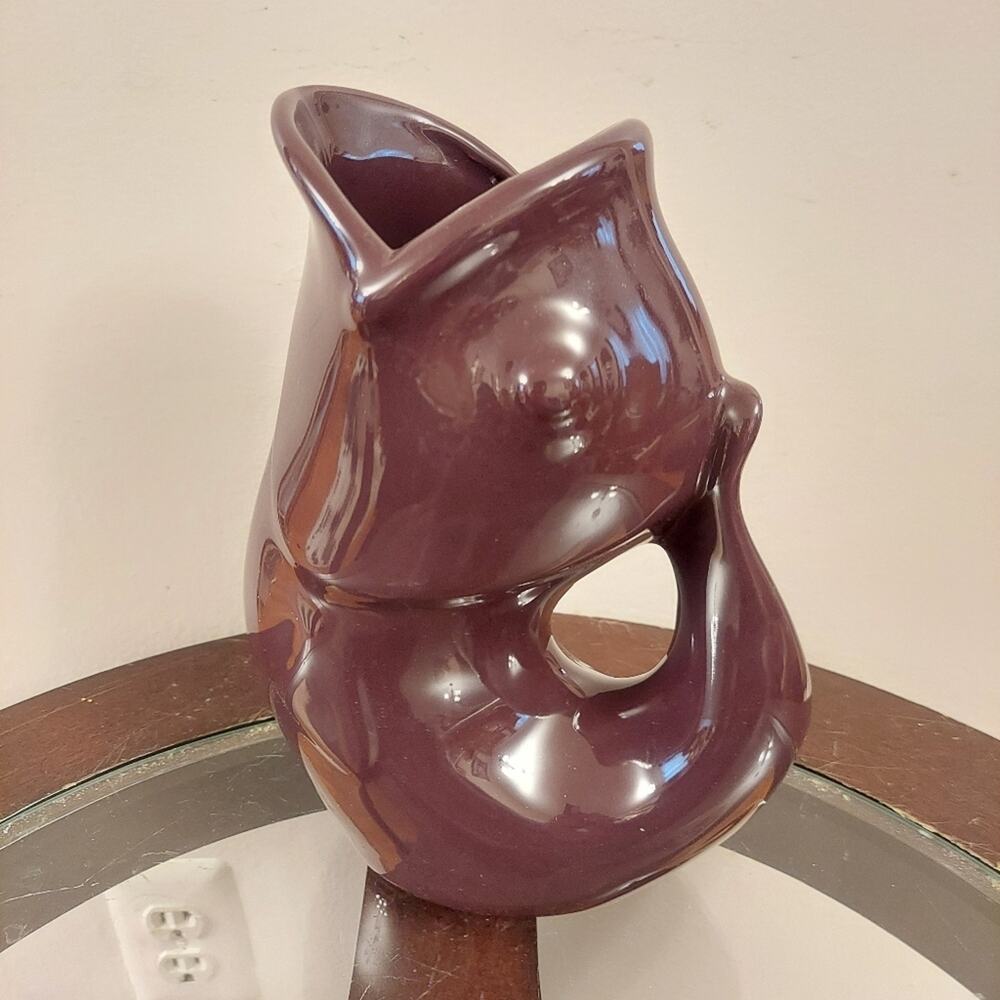 Vintage Gurgle Pot Whimsical Gurgling Fish Stoneware Pitcher or Vase, 42oz  9.5"